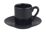 HIC Demi Cup and Saucer, Black, Set of 4 Cheap