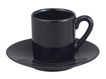 HIC Demi Cup and Saucer, Black, Set of 4 Cheap