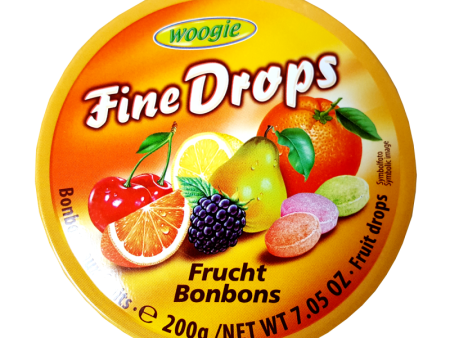 Fine Drops Fruit Mix Candies (Woogie) 200g Tin Fashion