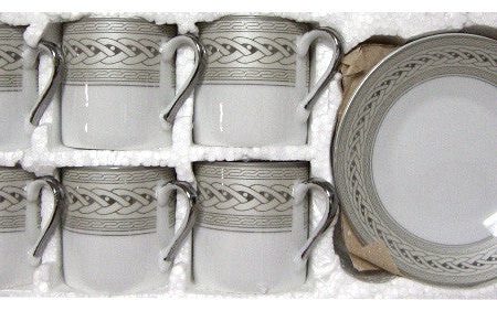 Coffee Cups and Saucers, Small, 12pc, Silver Rope (UPC 249511) Hot on Sale